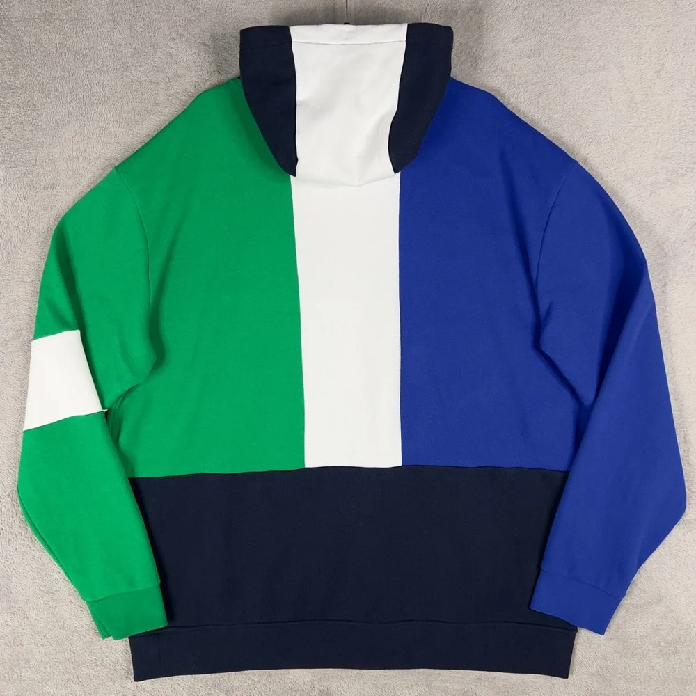 Polo Ralph Lauren Spell Out Logo Multi Colorblock Hoodie Men's 2XLT Pullover‎
